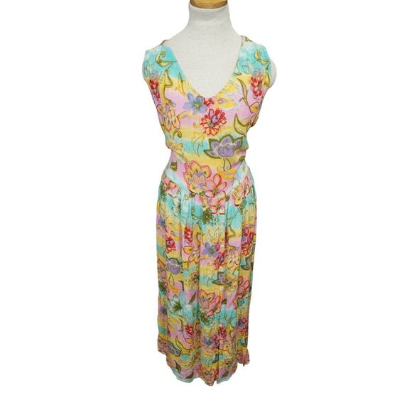 Bila 100% Rayon Floral Midi Dress – Size Large - Picture 2 of 6